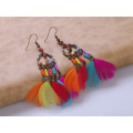 Colorful Feather Pendant Earring